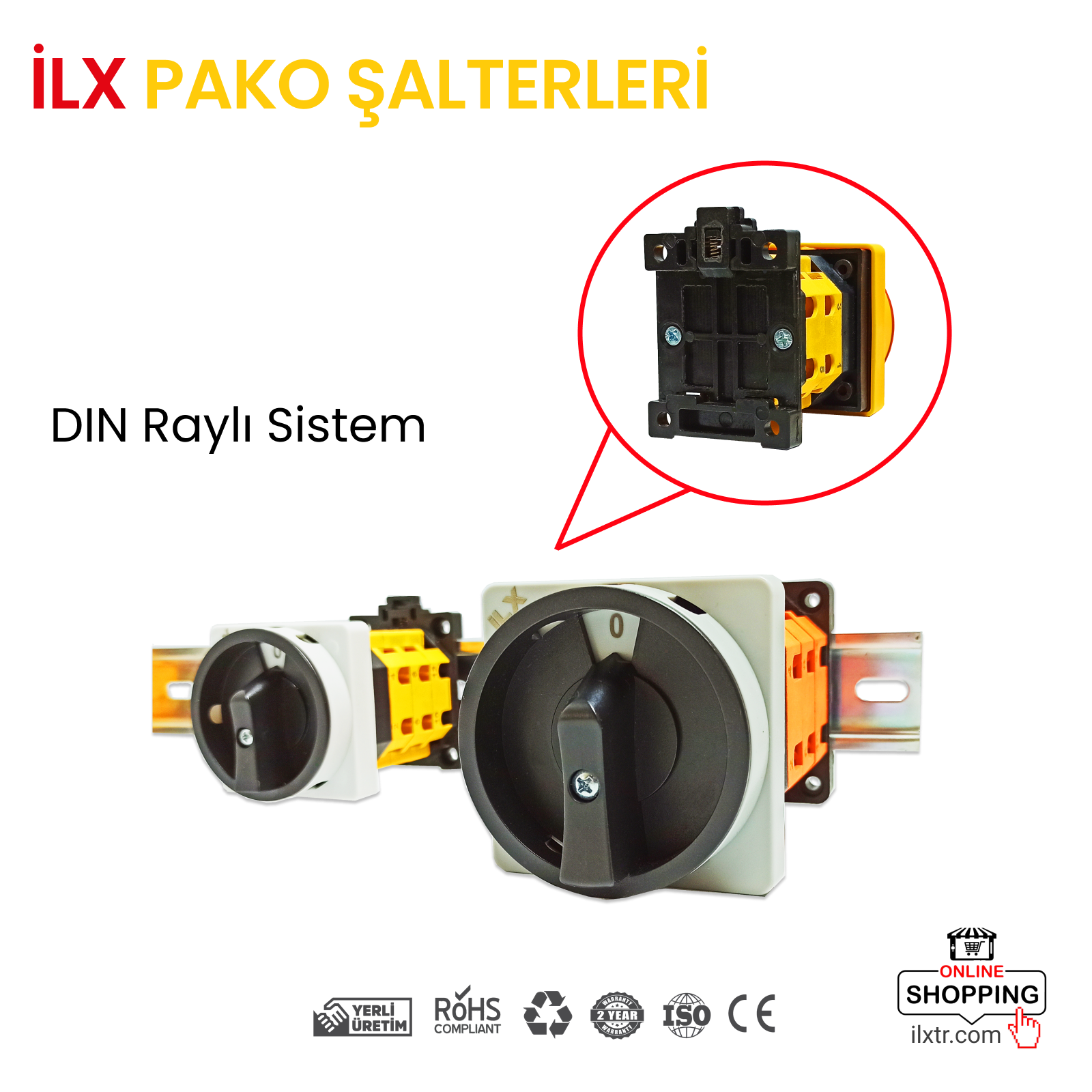 İLX Pako Şalterlerde DIN Raylı Sistem Montajı