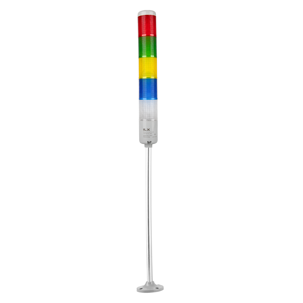 5 Katlı 50 cm KT Tabana Montaj Işıklı Kolon - Ø50 T5 İkaz Lambası | İLX