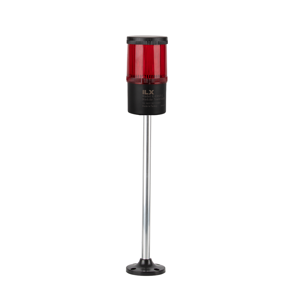1 Katlı 30 cm KT Tabana Montaj Işıklı Kolon - Ø70 T7 İkaz Lambası | İLX