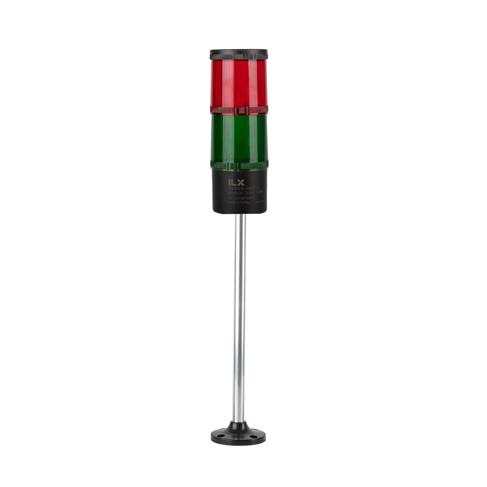 2 Katlı 30 cm KT Tabana Montaj Işıklı Kolon - Ø70 T7 İkaz Lambası | İLX
