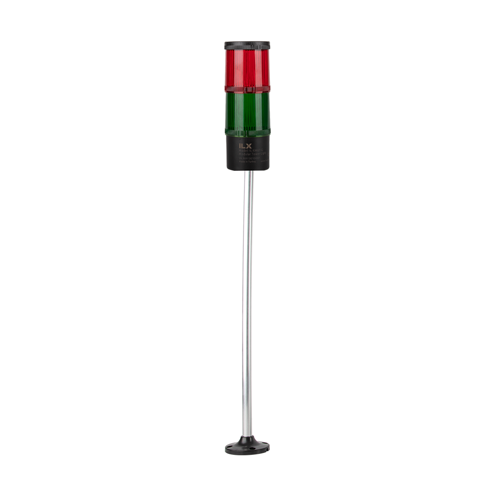 2 Katlı 50 cm KT Tabana Montaj Işıklı Kolon - Ø70 T7 İkaz Lambası | İLX
