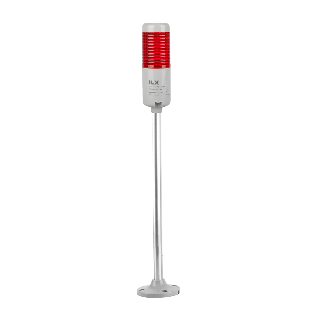 1 Katlı 40 cm KT Tabana Montaj Işıklı Kolon - Ø50 T5 İkaz Lambası | İLX