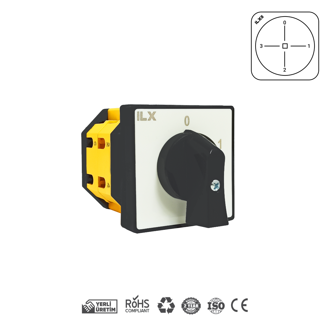 Ampermetre Komütatörleri Pako Şalter 4 Fazlı G Tipi 48x48 | İL-XL4-G04-025