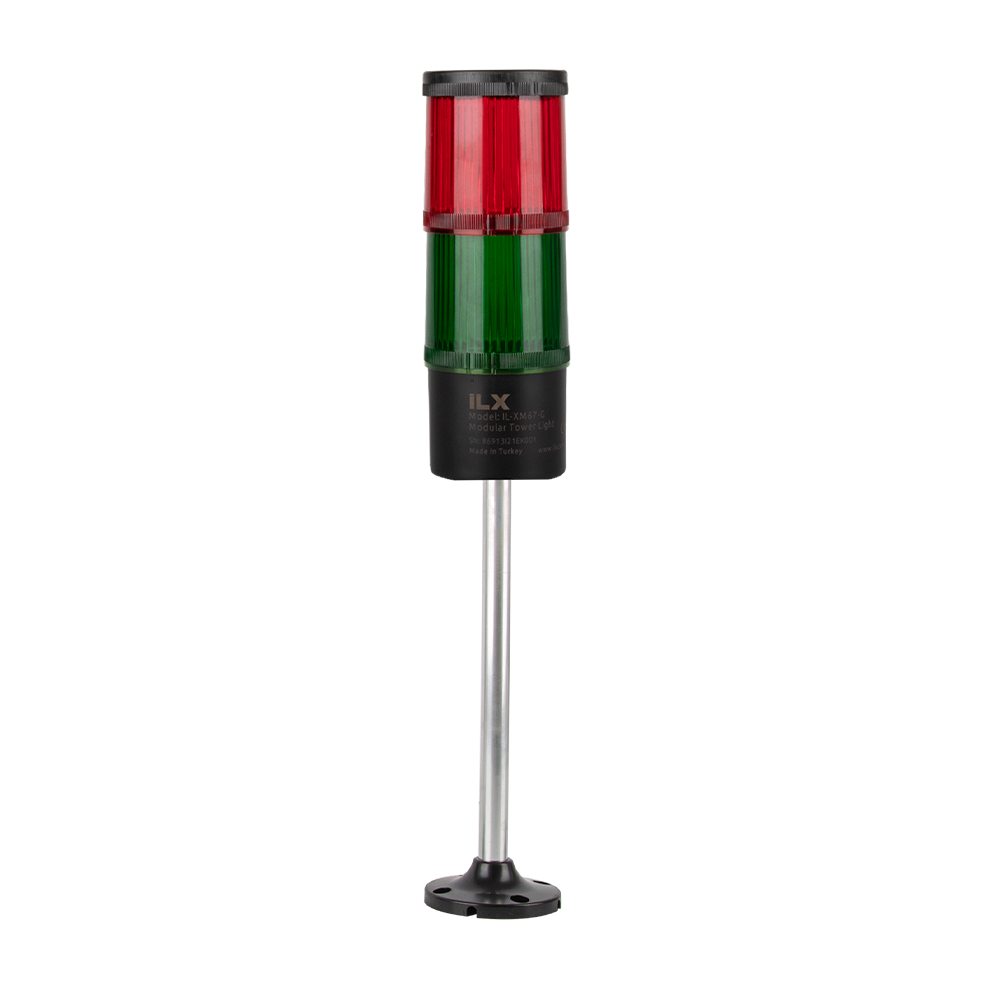2 Katlı 20 cm KT Tabana Montaj Işıklı Kolon - Ø70 T7 İkaz Lambası | İLX