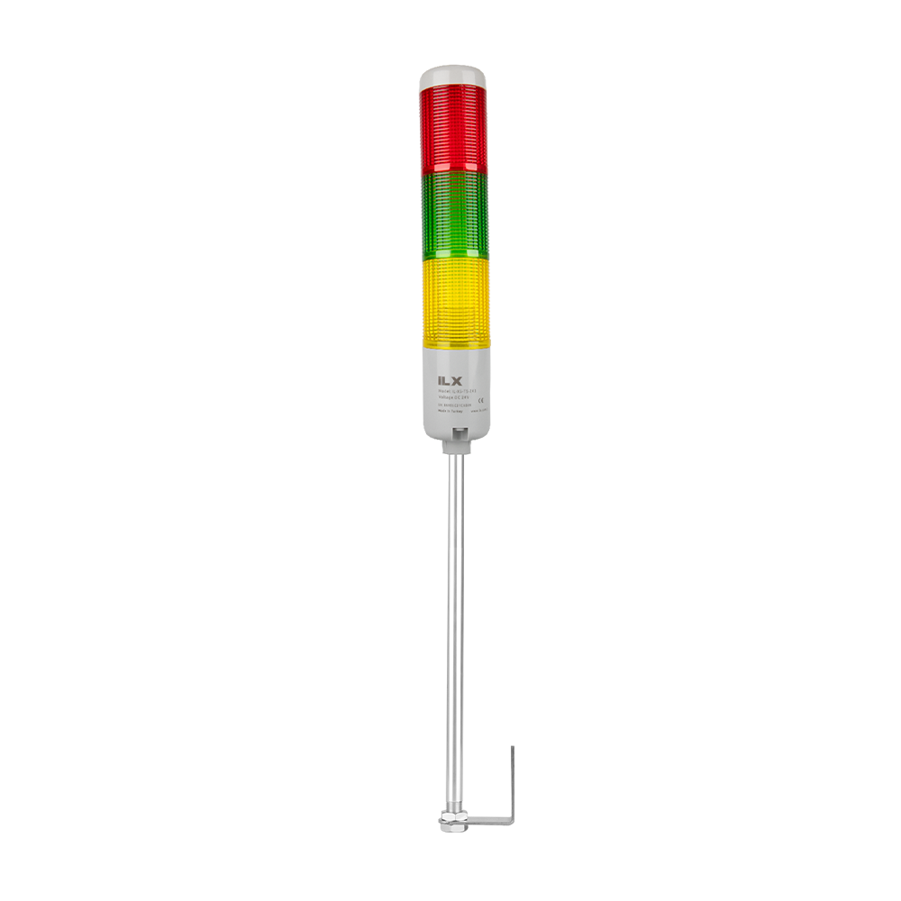 3 Katlı 30 cm KL Duvara Montaj Işıklı Kolon - Ø50 T5 İkaz Lambası | İLX