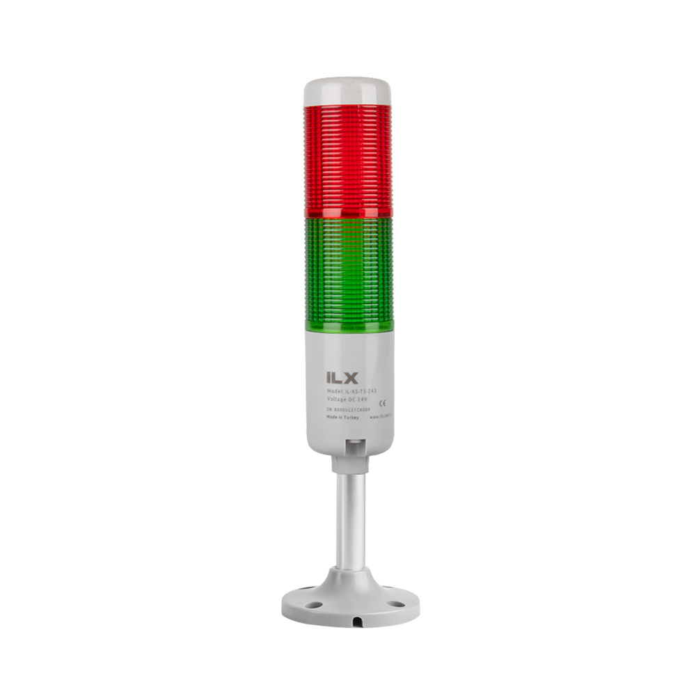 2 Katlı 10 cm KT Tabana Montaj Işıklı Kolon - Ø50 T5 İkaz Lambası | İLX