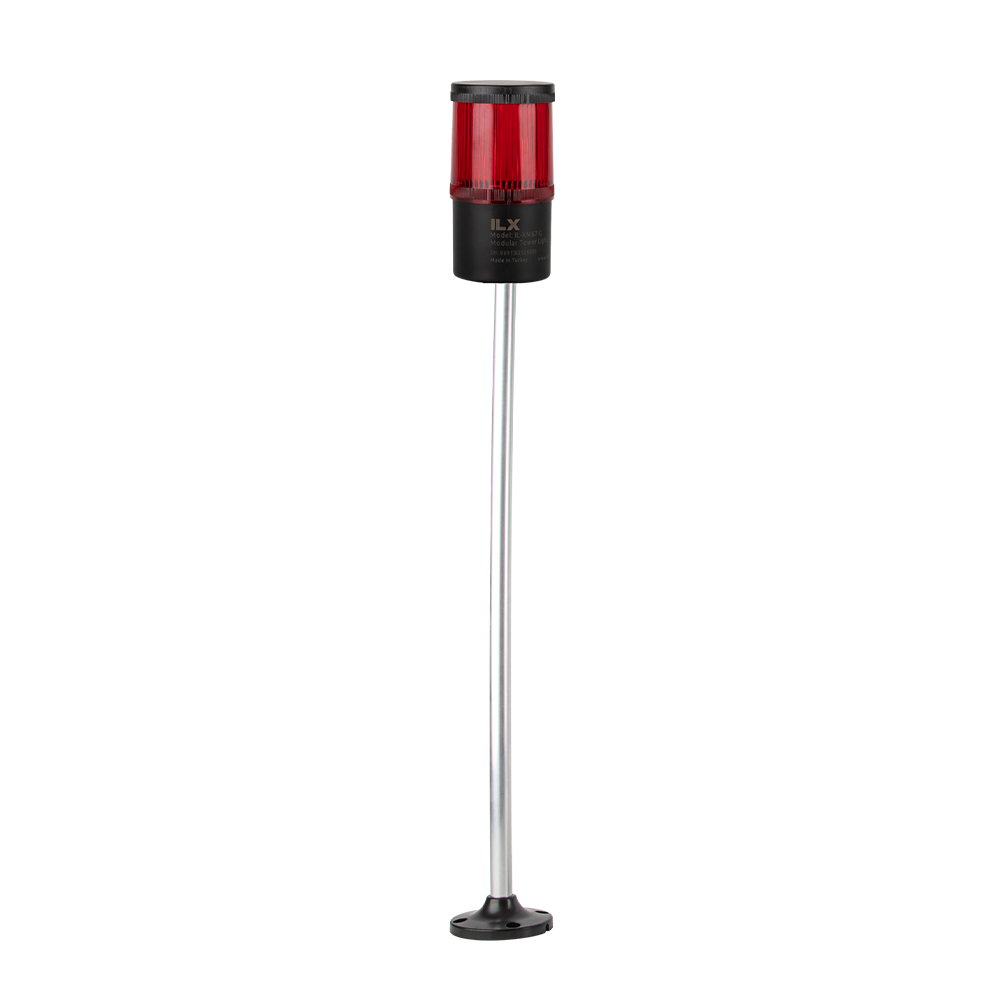 1 Katlı 50 cm KT Tabana Montaj Işıklı Kolon - Ø70 T7 İkaz Lambası | İLX