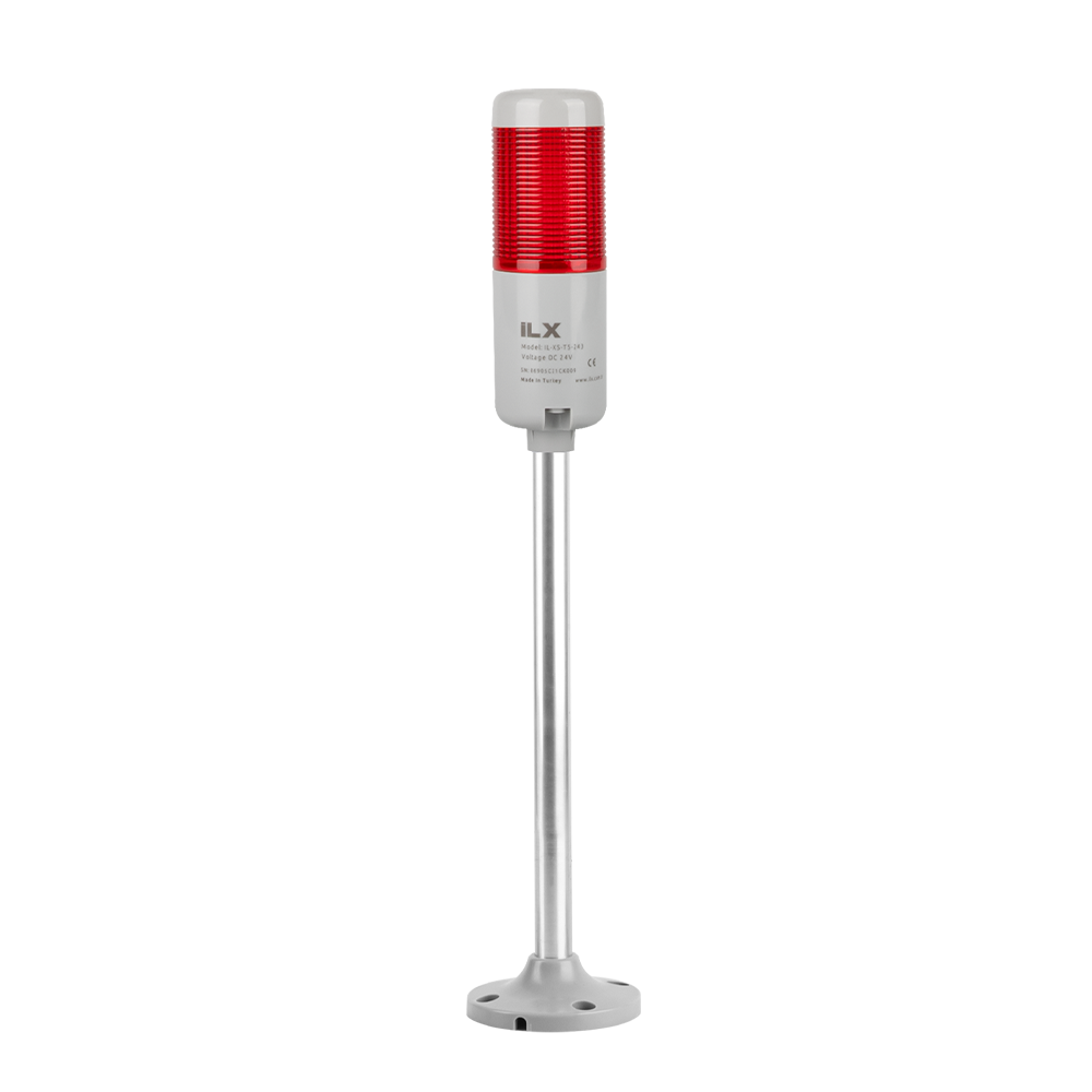 1 Katlı 30 cm KT Tabana Montaj Işıklı Kolon - Ø50 T5 İkaz Lambası | İLX