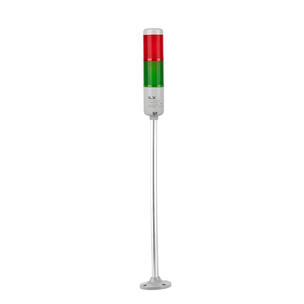2 Katlı 50 cm KT Tabana Montaj Işıklı Kolon - Ø50 T5 İkaz Lambası | İLX